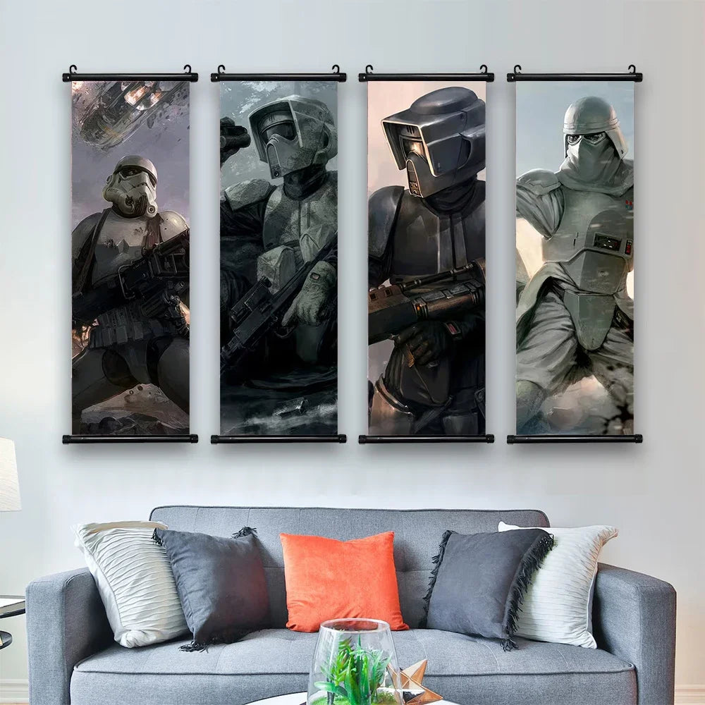 Disney Star Wars Movie Comic Stormtrooper Hanging Scroll Decor Poster Wall Artwork Canvas Painting Count Dooku Art Wallpaper