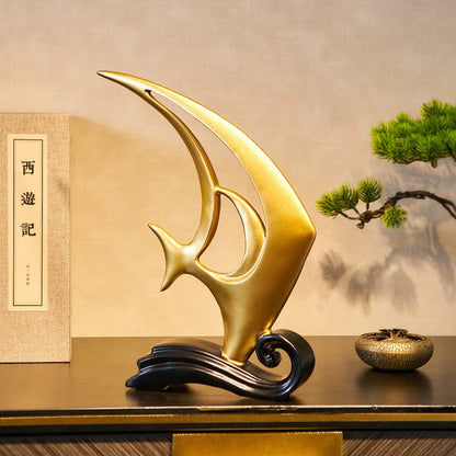 Home Decor Creative Absdtract Golden Fish Figurine Post-modern Style Living Room Bookshelf Ornament Office Cabinet Decoration