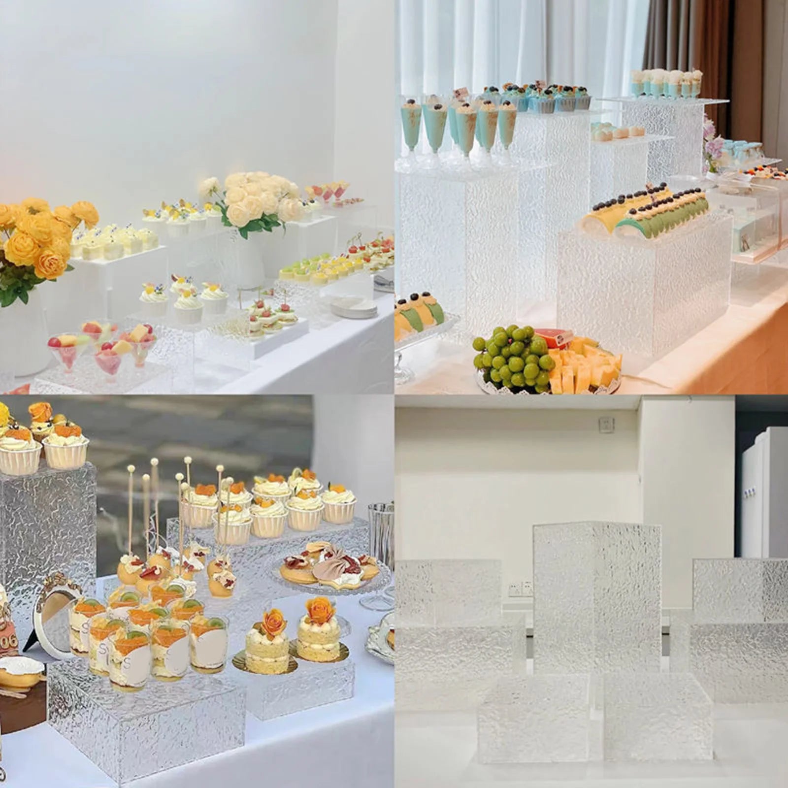 Nesting Buffet Riser Set Acrylic Riser Display Stand Cube Display Nesting Buffet Riser Cake Sho ...