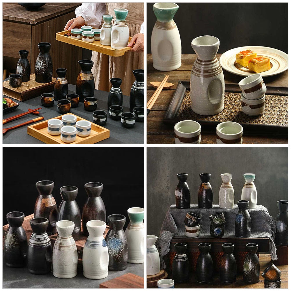 Sake Set Japanese Cups Bottle Pot Teacups Tea Ceramic Porcelain Cup Style Glasses Rice Jar Shot Hot Saki Pottery Accessories acacuss