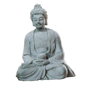 Sandstone Sitting Buddha Statue Sculpture for Cabinet Home Tabletop Backyard Decor acacuss