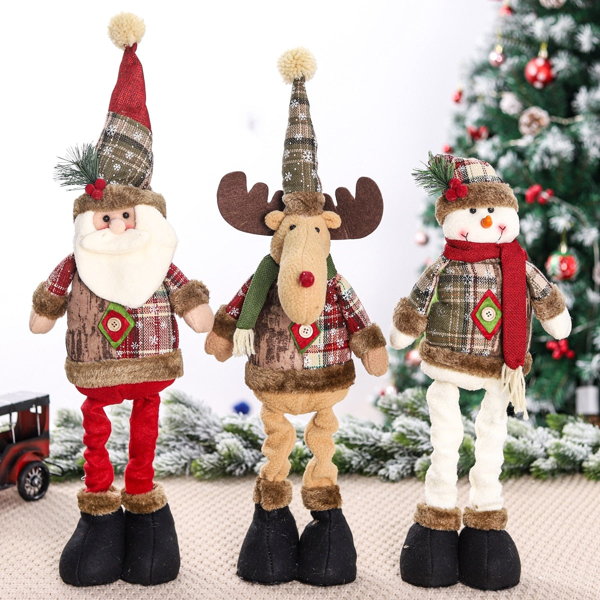 Santa Claus Christmas Ornaments Tree Decor Elk Snowman Plush Christmas Doll Decorations For Home 2023 Navidad Pendant Gift Kids acacuss