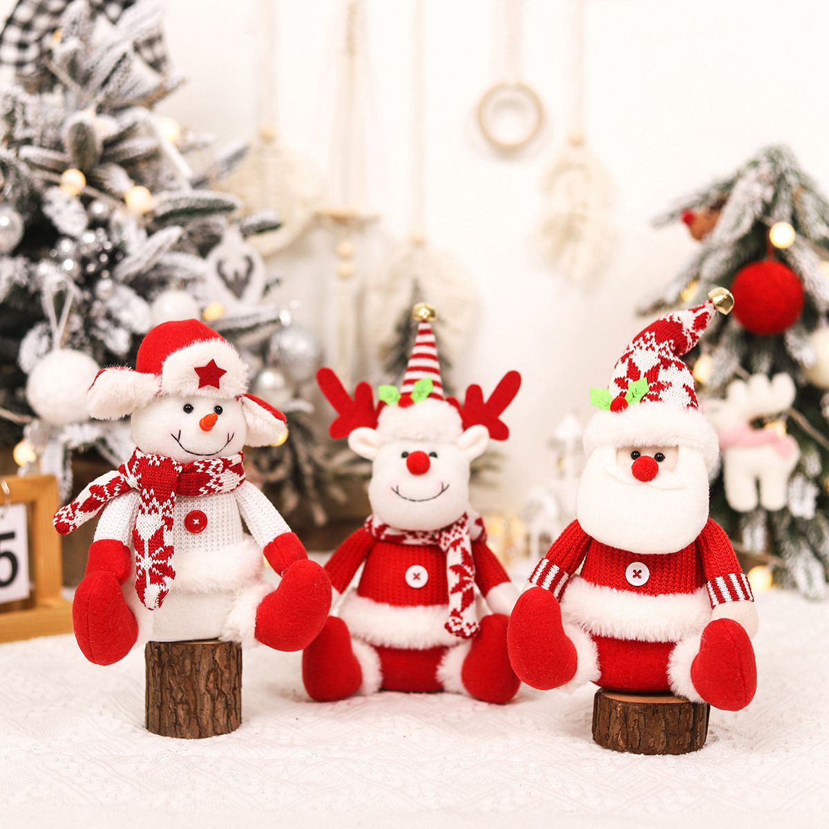 Santa Claus Christmas Ornaments Tree Decor Elk Snowman Plush Christmas Doll Decorations For Home 2023 Navidad Pendant Gift Kids acacuss