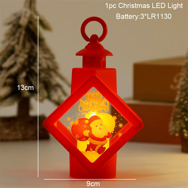 Santa Snowman Christmas Diamond LED Wind Lantern Ornament Christmas Decoration for Home 2023 Navidad Noel New Year 2024 Kid Gift acacuss