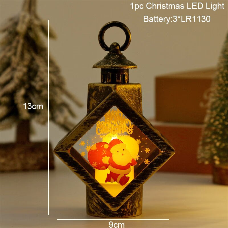 Santa Snowman Christmas Diamond LED Wind Lantern Ornament Christmas Decoration for Home 2023 Navidad Noel New Year 2024 Kid Gift acacuss