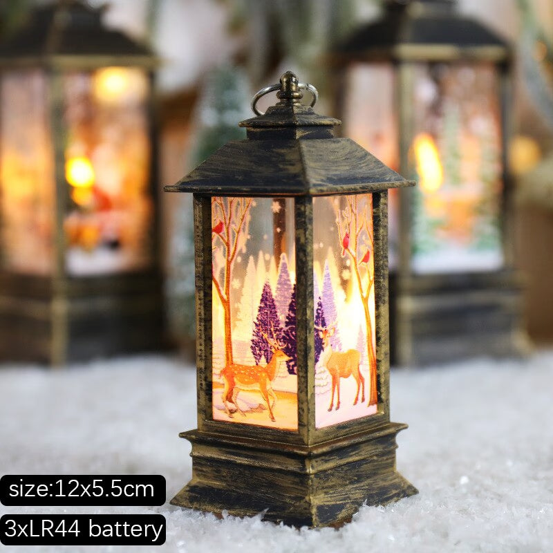 Santa Snowman Christmas Diamond LED Wind Lantern Ornament Christmas Decoration for Home 2023 Navidad Noel New Year 2024 Kid Gift acacuss