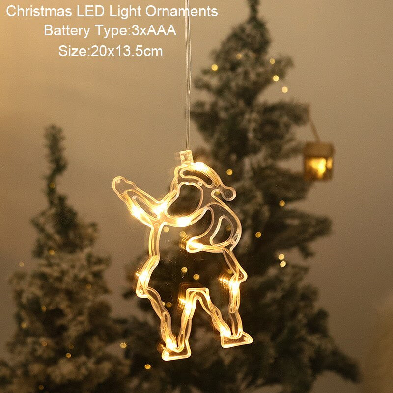 Santa Snowman Christmas Diamond LED Wind Lantern Ornament Christmas Decoration for Home 2023 Navidad Noel New Year 2024 Kid Gift acacuss