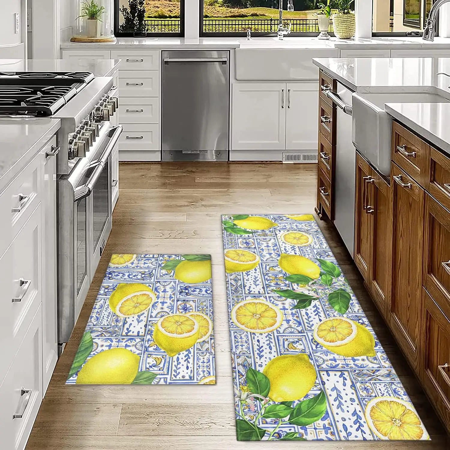 Watercolor Lemon Kitchen Mat Home Decor Living Room Entrance Welcome Doormat Balcony Hallway Rugs Laundry Bath Non-slip Floormat