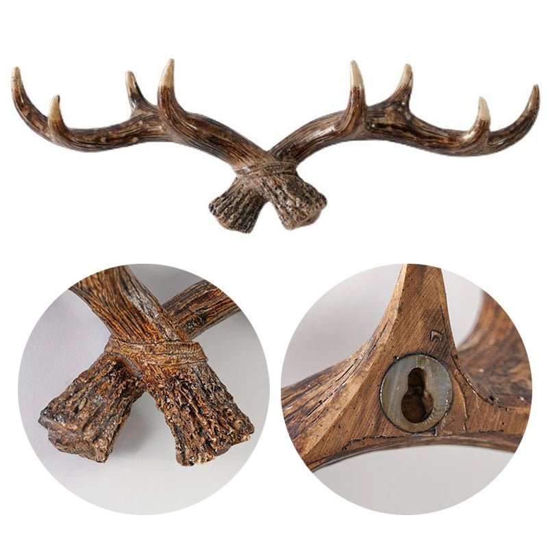 1pc Vintage Deer Antlers Wall Hooks Wall Mounted Clothes Hanger