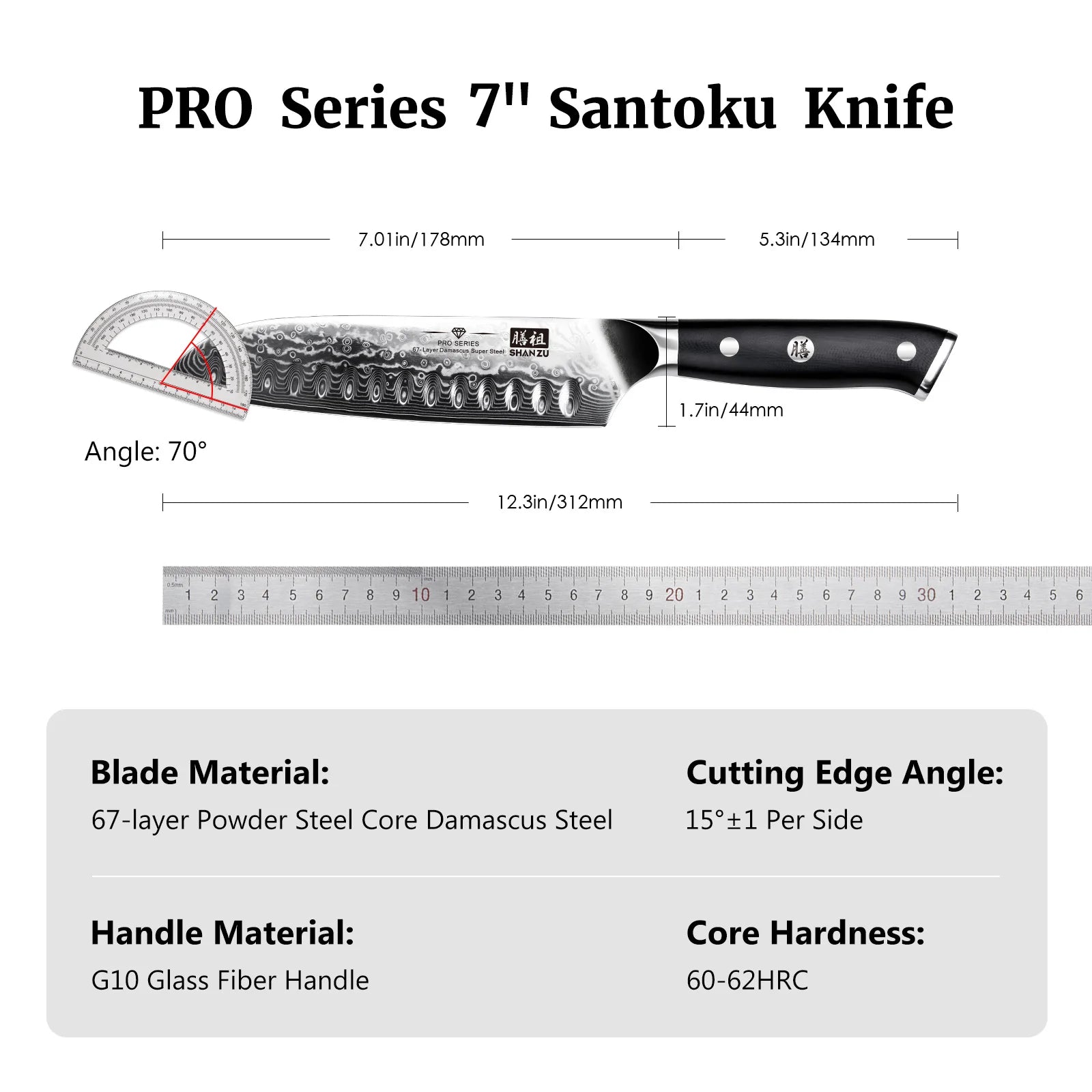  Chef Knife, Kitchen Knife SHANZU Santoku Chef's Knife 7 Inch  Multifunction Kitchen Knives Damascus Stainless Steel & Ergonomic  Fiberglass G10 Handle Best Sharp High-Carbon Knives: Home & Kitchen