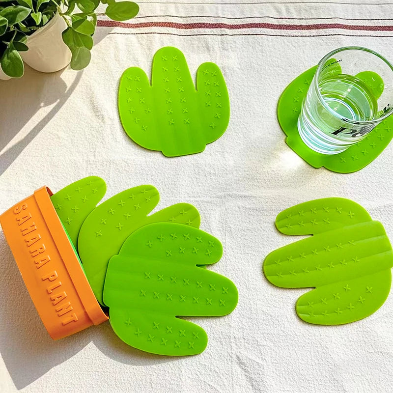 plastic plant coaster 6 Pcs Cactus Coaster with Flowerpot Holder Creative Cactus Coaster Nov – acacuss