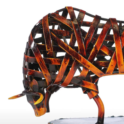 TOOARTS Durable Iron-made Braided Cattle Metal Sculpture Home Furnishing Articles Handmade Craft Articles for Home Office Decor