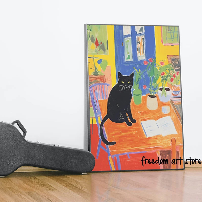 Vintage David Hockney Style 80s Illustration Swimming Pool Dog Cat Art ...