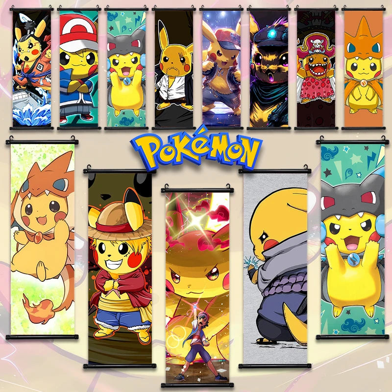 P-Pokemon Japanese Anime Peripheral Poster Modern Room Decoration Picture Charizard Painting Wall Pikachu Canvas Home Decor Gift