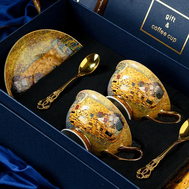 Royal Baroque Style Bone China Coffee Set - Vintage English Afternoon Tea Cups & Saucers withGiftBox ElegantCeramicWeddingDecor