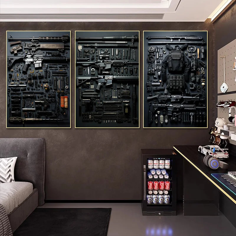 Gun Accessories Posters Wall Art Canvas Painting And Prints Ak-47 Automatic Rifle Interior For Room Home Decor Frameless Gifts