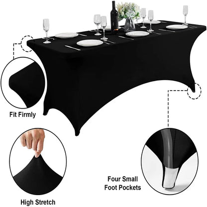 Solid color Spandex Tablecloth for Hotel wedding party banquet 4FT 6FT 8FT Elastic fabric Table cover custom Logo
