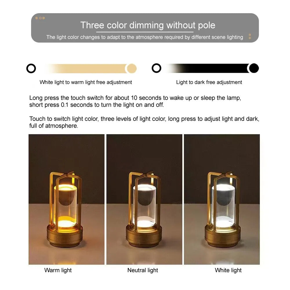 Led Cordless Table Lamp Industrial Style Metal Desk Lamps Outdoor Camping Atmosphere Light Restaurant Creative Night Lights