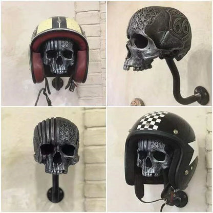 Motorcycle Skull Helmets Holder Wall Mounted Skull Helmet Hanger Resin Crafts Skull Helmet Holder For Bicycle Baseball Helmets