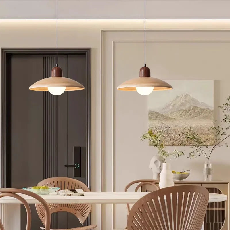 Mid ancient style restaurant small chandelier Retro Japanese wabi sabi Walnut wood color Homestay bar counter 2025 New hanging l
