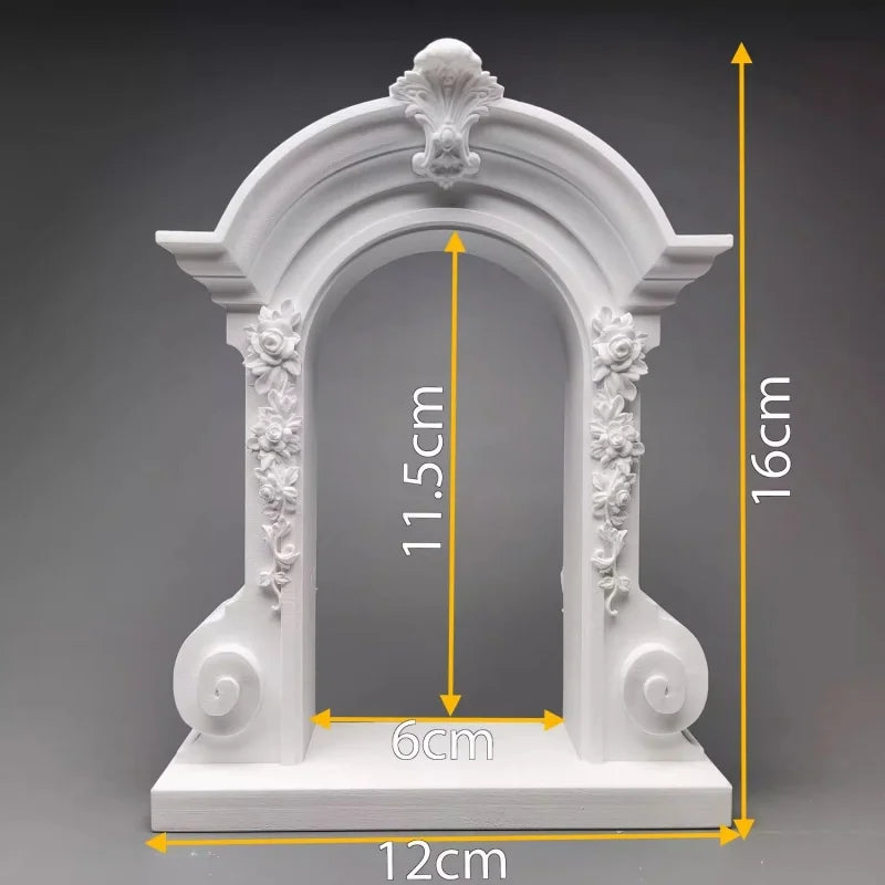 Rococo Style Floral Arch Sculpture - Plaster Building Model for Tabletop Decor, DIY Craft | Vintage Home Decoration Photo Prop