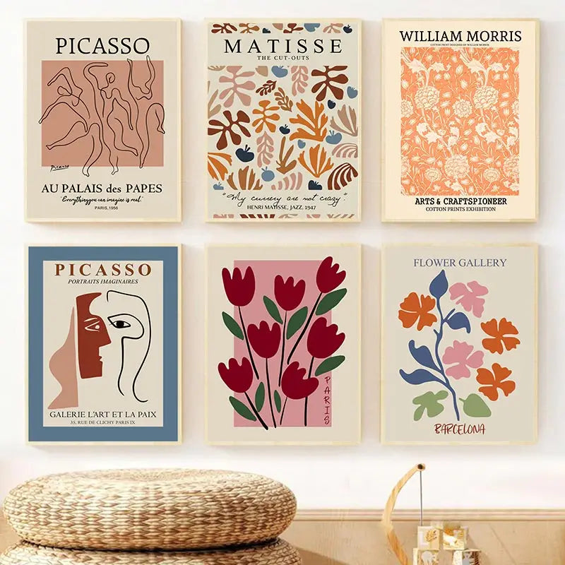 Matisse Poster Coral Leaf Picasso Dancers Line Face Canvas Painting Flower Market William Morris Wall Art Picture Room Decor