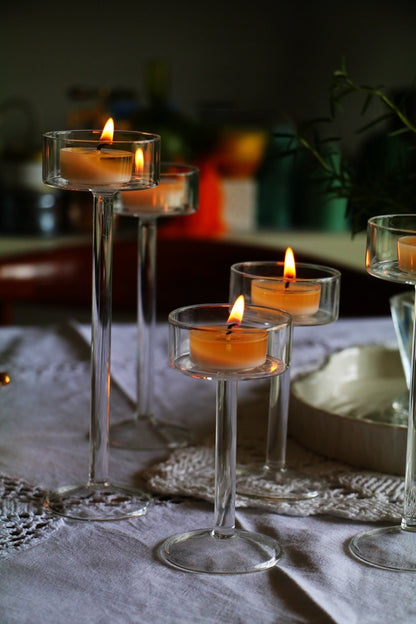 Glas-Kerzenhalter-Set, Teelichthalter, Heimdekoration, Hochzeit, Tischdekoration, Kristallhalter, Tischdekoration für den Esstisch 
