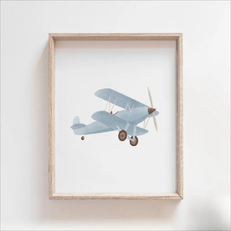 Vintage Boy Room Transportation Blue Hot Air Balloon Plane Train Art Poster Canvas Painting Wall Prints Picture Room Home Decor