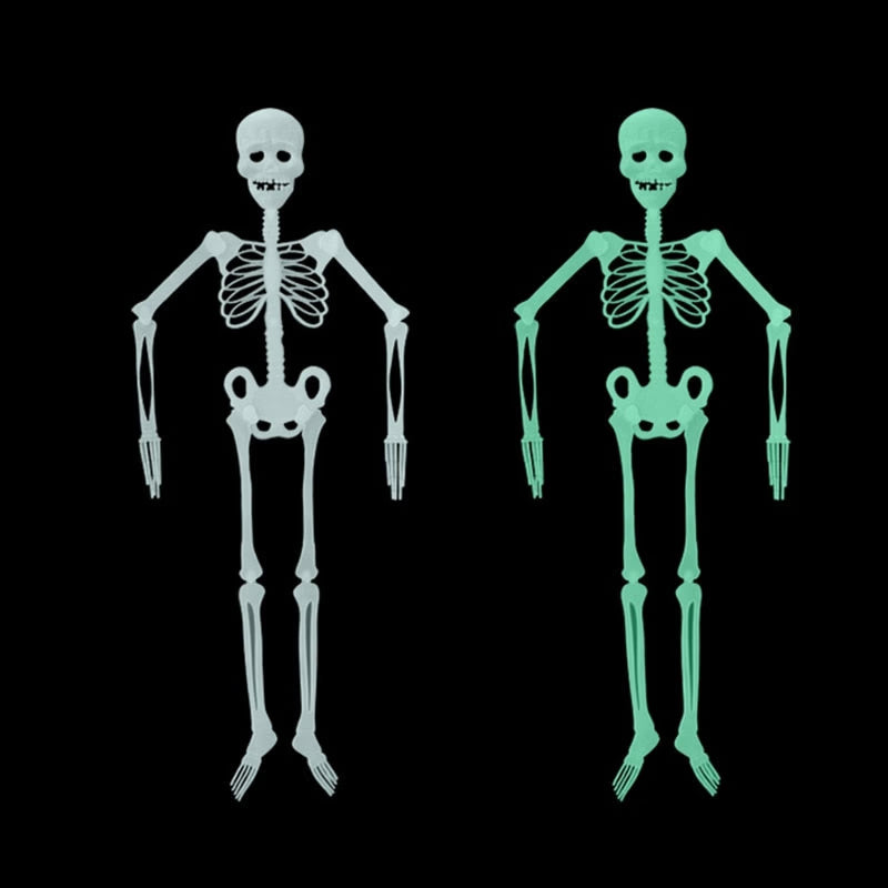 Scary Halloween Props Luminous Hanging Skeleton Halloween Party Home Outdoor Yard Garden Decoration Movable Glow Fake Skull acacuss