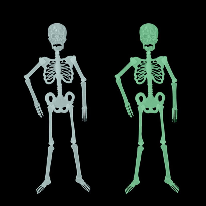Scary Halloween Props Luminous Hanging Skeleton Halloween Party Home Outdoor Yard Garden Decoration Movable Glow Fake Skull acacuss