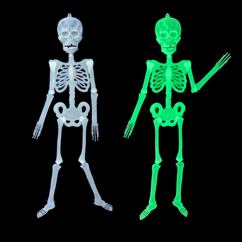 Scary Halloween Props Luminous Hanging Skeleton Halloween Party Home Outdoor Yard Garden Decoration Movable Glow Fake Skull acacuss