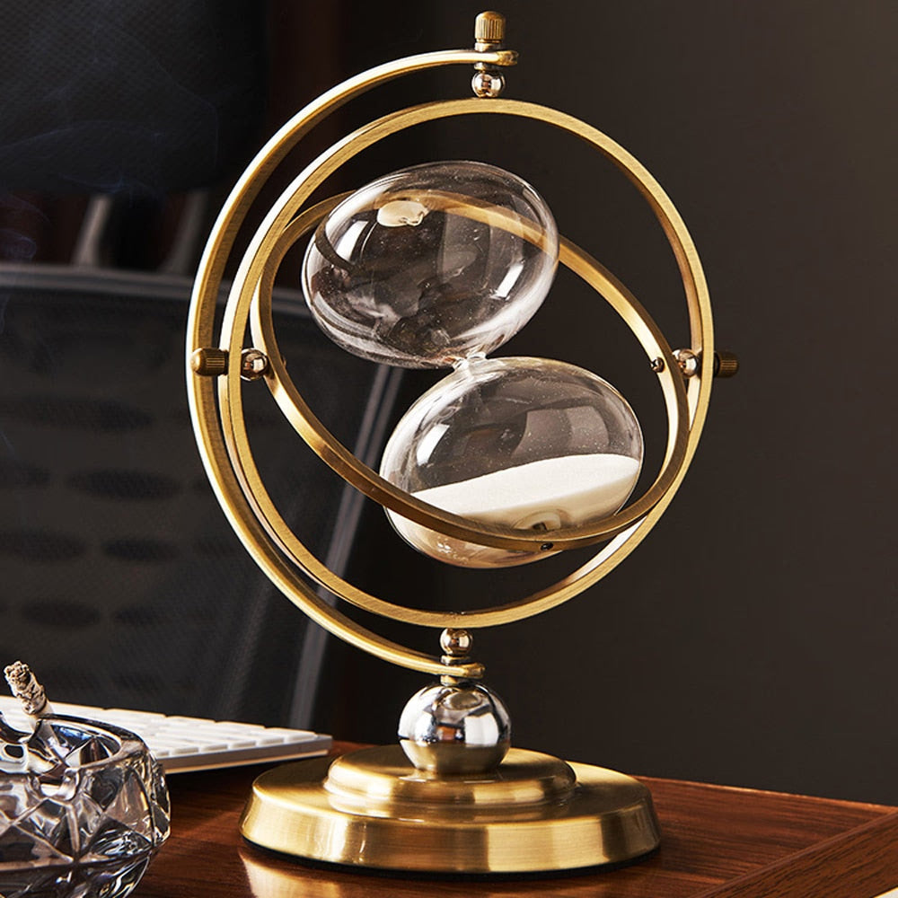 Modern Metal Hourglass Sand Timer Classical Office Bookshelf Study Ornaments Decor Desktop Sand Clock Timer Home Desk Decoration