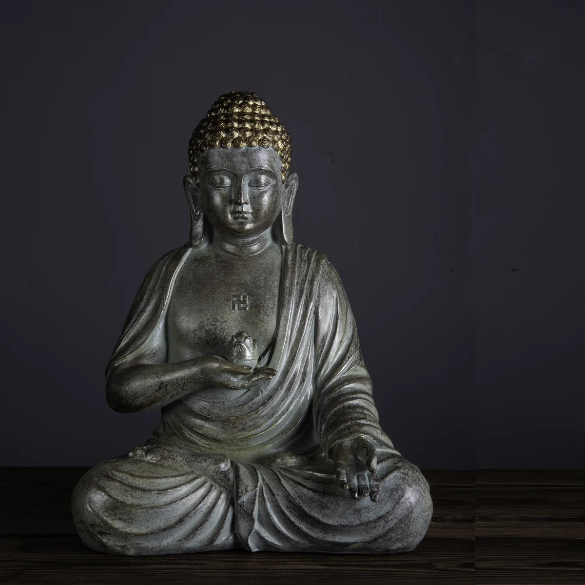 1pc Single-handed Lotus Buddha Statue Sculpture, IndoorDecoration Ornament, Cute Ornament, Home Living RoomBar Cafe Decor Orname