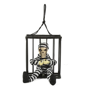 Screaming Animated Halloween Decorations Halloween Decor Prop Scary Skull Cage Prisoner Haunted House Decor, Ghost Light Up Eyes acacuss