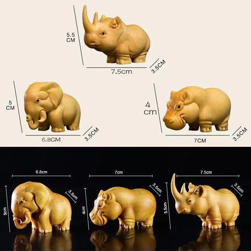 Sculptures And Figurines For Interior Cute Wood Carving Animals Statue Decoration Ornaments For Home Luxury Desk Accessories acacuss