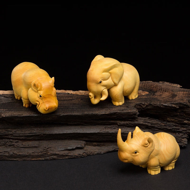 Sculptures And Figurines For Interior Cute Wood Carving Animals Statue Decoration Ornaments For Home Luxury Desk Accessories acacuss