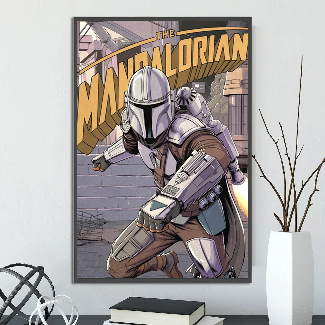 Star Wars Mandalorian Self-adhesive Poster Movie Skywalker Figures Photos Home Decoration Painting Wall Art Yoda Wallpaper Gift 2-24-15 40x60cm