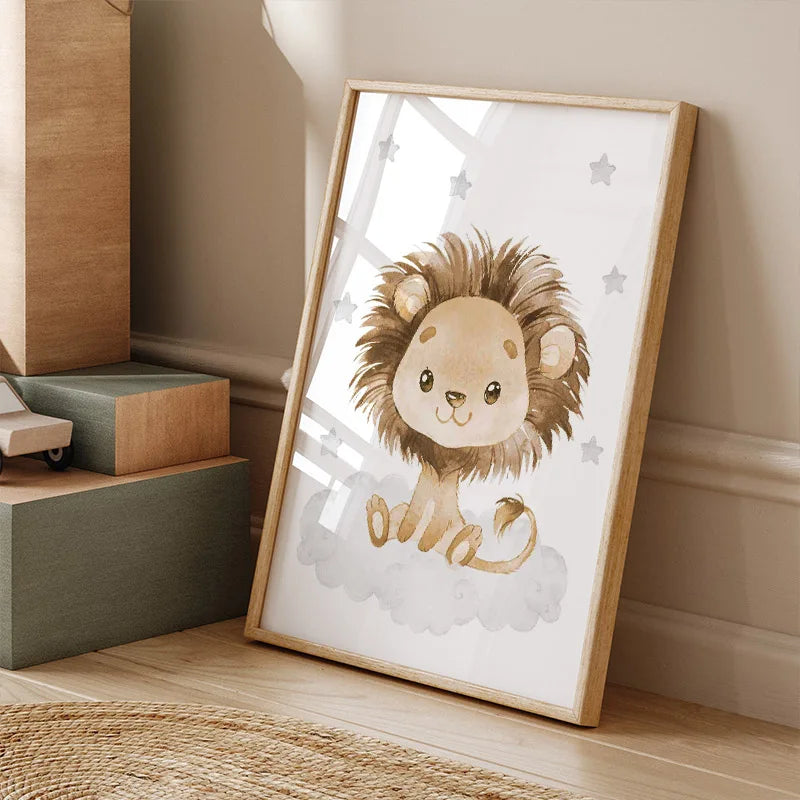 Elephant Giraffe Lion Custom Baby Name Nursery Wall Art Canvas Painting Nordic Posters And Prints Pictures Kids Room Home Decor
