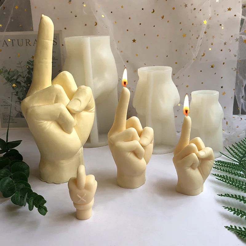 Middle Finger Gesture Silicone Candle Mold Gypsum form Carving Art