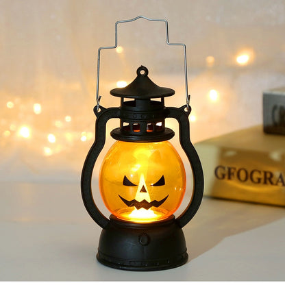 Halloween LED Sospeso Pumpkin Lantern Light Ghost Lampada Candela Light Retro Small Oil Party Halloween Party Home Decor Horror Props