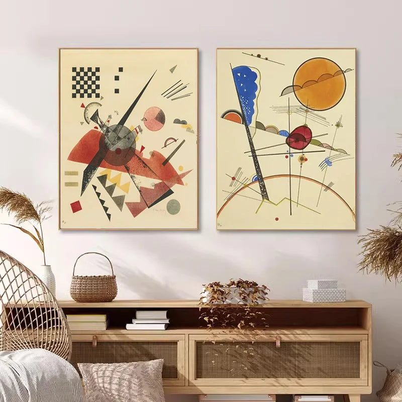 Abstract Geometric Art Posters and Print Wassily Kandinsky Canvas Painting Wall Art Picture for Living Room Home Decor Frameless