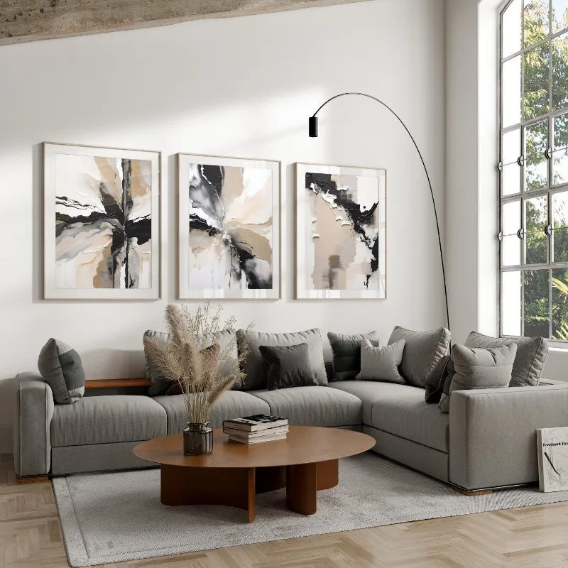 Geometric Lines Abstract Black Neutral Beige Art Poster Canvas Painting Wall Prints Picture for Living Room Home Decor Cuadros