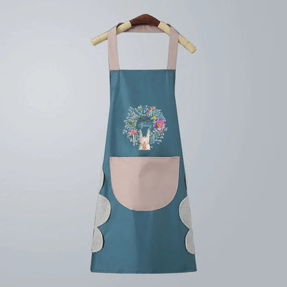 Fashionable household cute kitchen cooking apron women's waterproof and oil-proof waist protective overalls can wipe hands apron