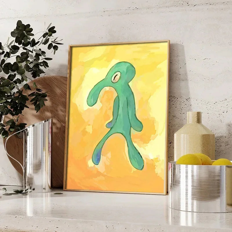 Nordic Bold And Brash Gallery Art Poster Squidward Canvas Painting Print Wall Art Picture for Living Room Home Decor Frameless