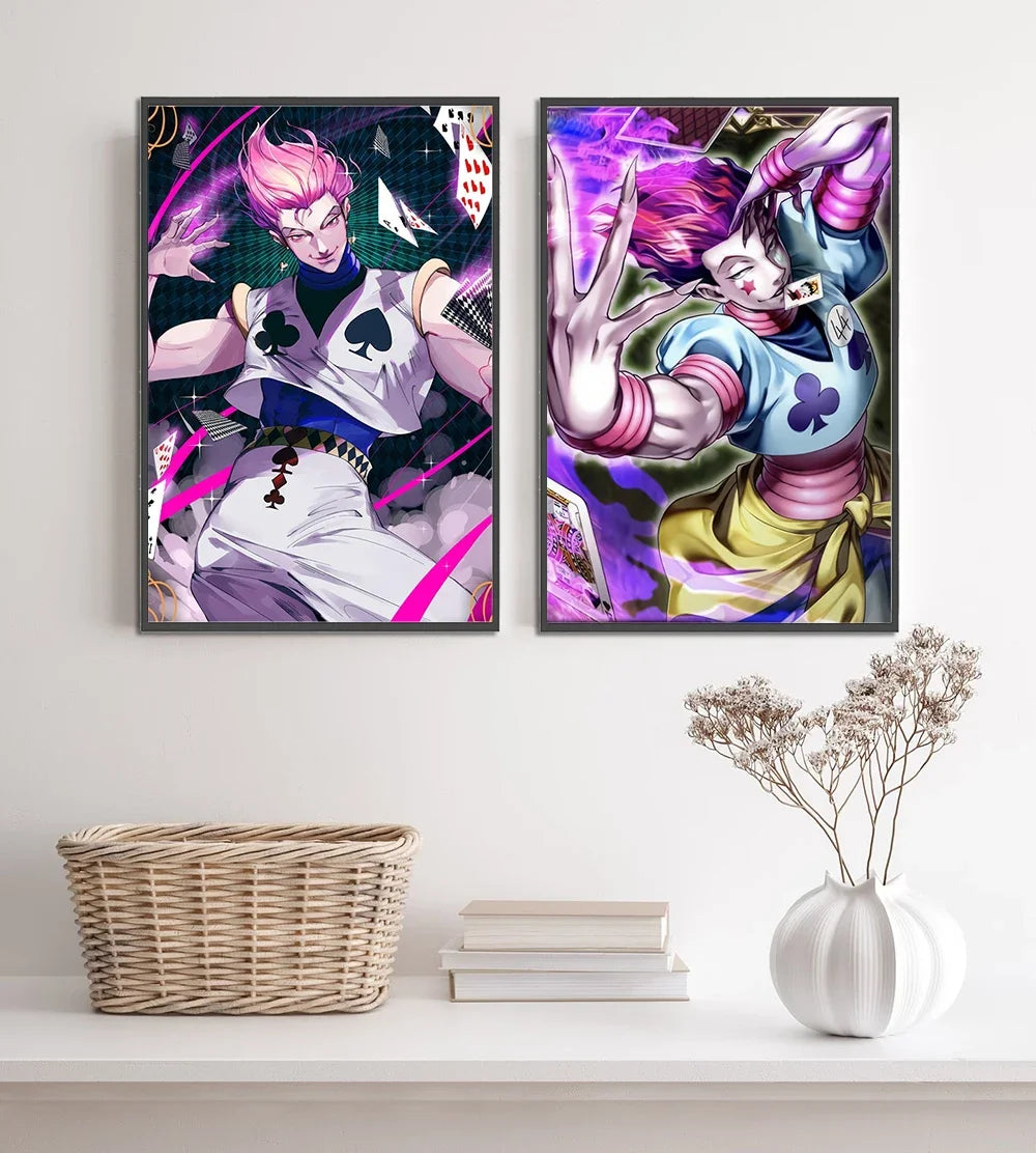 Anime HxH Self-adhesive Poster Killua Zoldyck Kurapika Gon Freecss Hisoka Kawaii Wall Room Decoration Kid Gift Wallpaper