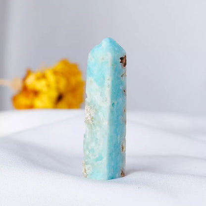 Natural Energy Gemstone Caribbean Calcite Healing Heteropolar Ore Mineral Obelisk Crystal Tower Point Home Decoration 1pc