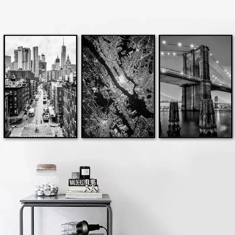 New York City Canvas Posters and Prints Black and White Wall Art Pictures Living Room Decoration Painting on The Wall Home Decor