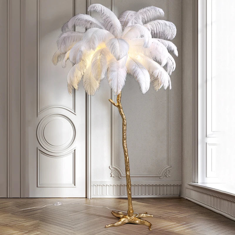 Ostrich Feather Floor Lamp Nordic Designer LED Floor Lamp for Living Room Sofa Corner Modern Indoor Home Decor Standing Light