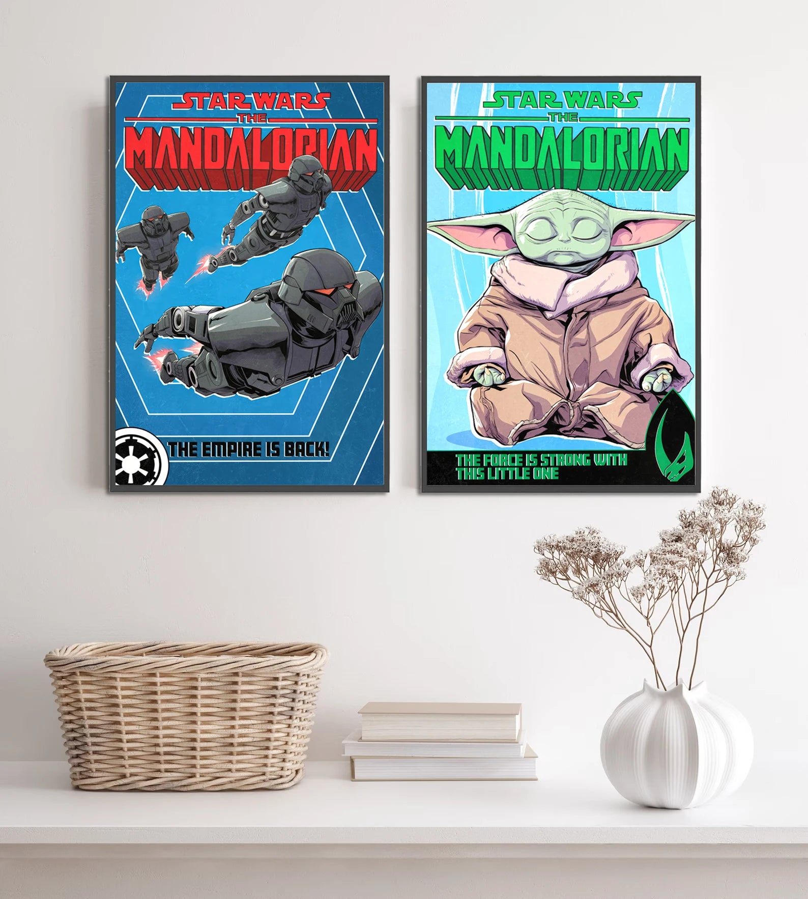 Star Wars Mandalorian Self-adhesive Poster Movie Skywalker Figures Photos Home Decoration Painting Wall Art Yoda Wallpaper Gift