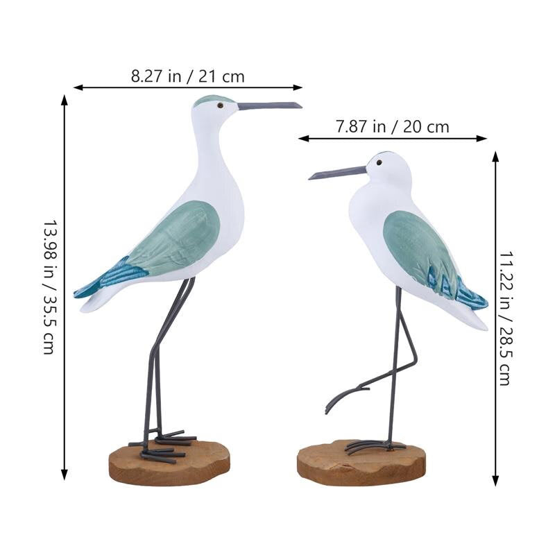 Seagull Bird Statue Figurine Nautical Ornament Sculpture Wooden Decor Beach Coastal Sea Figurines Statues Simulation Desktop acacuss